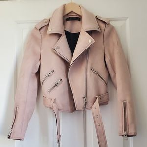// zara pink suede jacket //